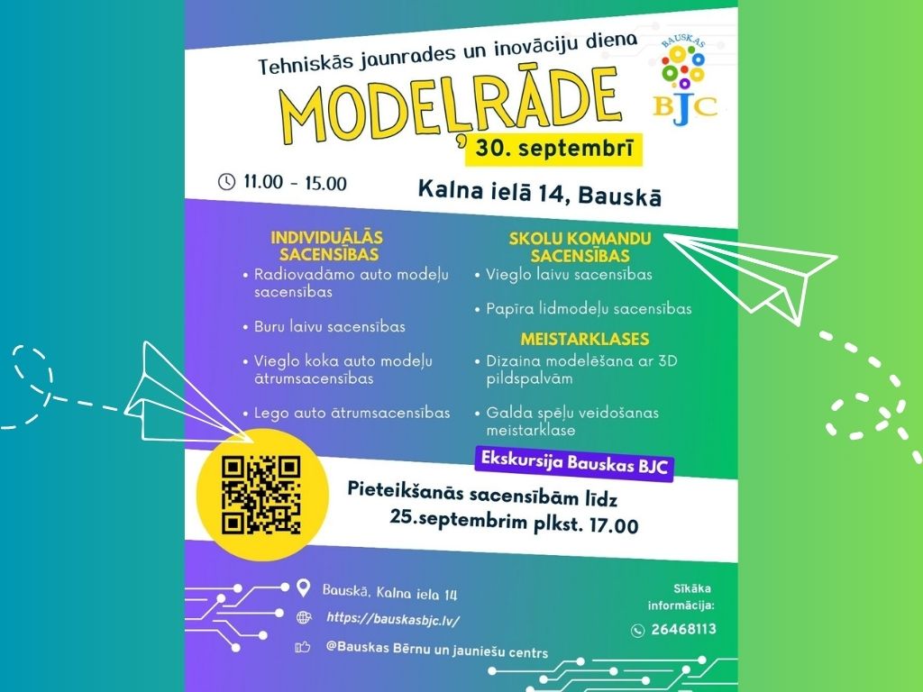 Aicinām uz Tehniskās jaunrades un inovāciju dienu “MODEĻRĀDE” 30. septembrī!