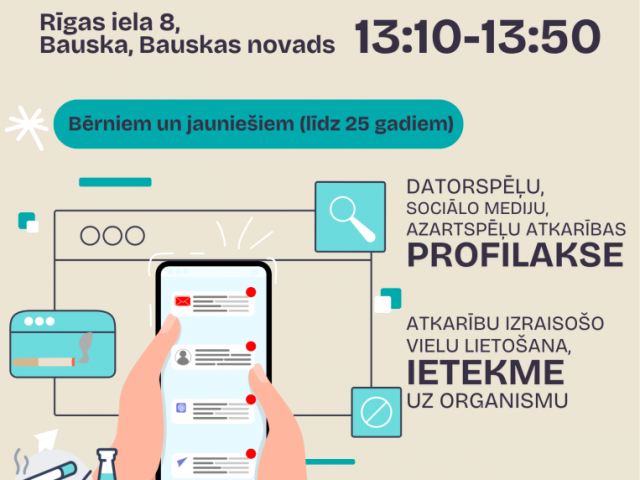 Aicinām jauniešus uz bezmaksas lekcijām par atkarību ietekmi un profilaksi!
